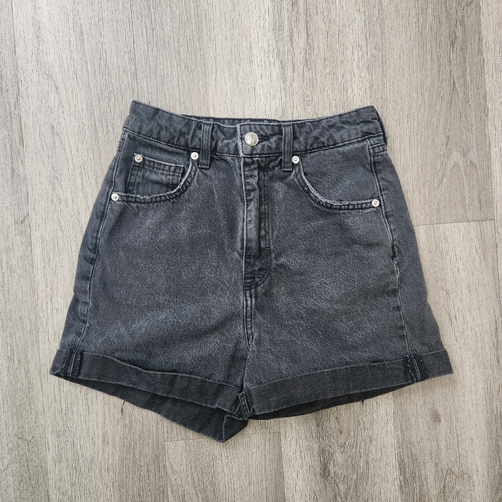 Vintage Black Denim Shorts Y2K Streetwear Casual High Rise